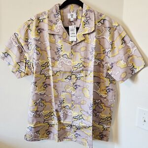 MODE OF ONE Patterned Short Sleeve Button Down Shirt NWT Large
